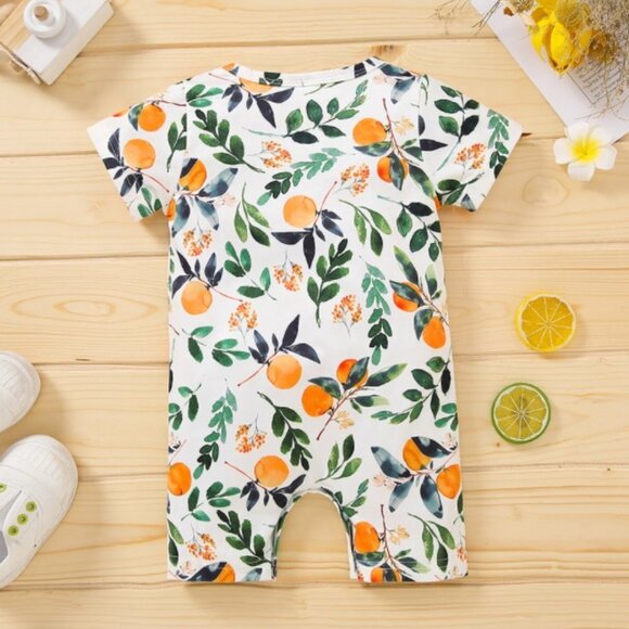 NWT baby girl boy jumpsuit outfit one-piece short sleeve orange fruit Summer - Picture 5 of 5